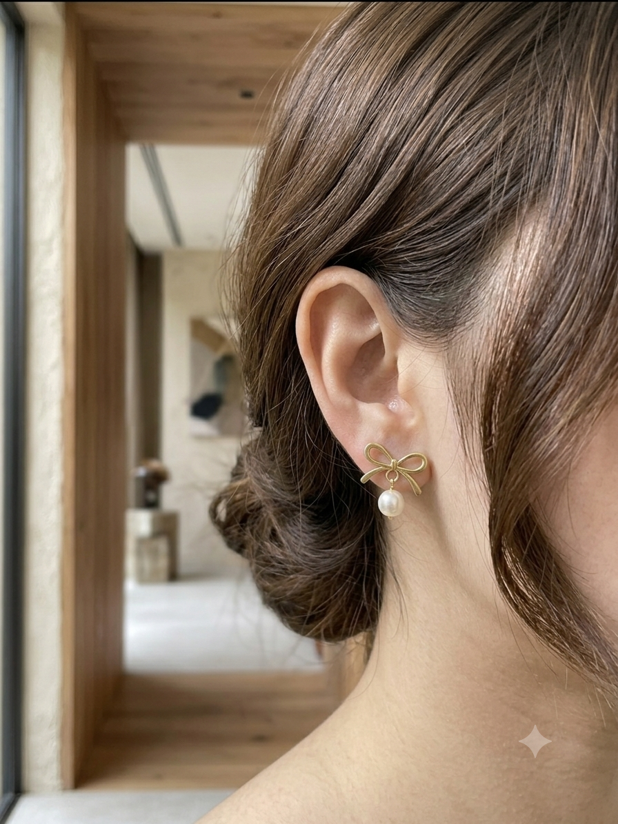 Classic Bow & Pearl Drop Earrings