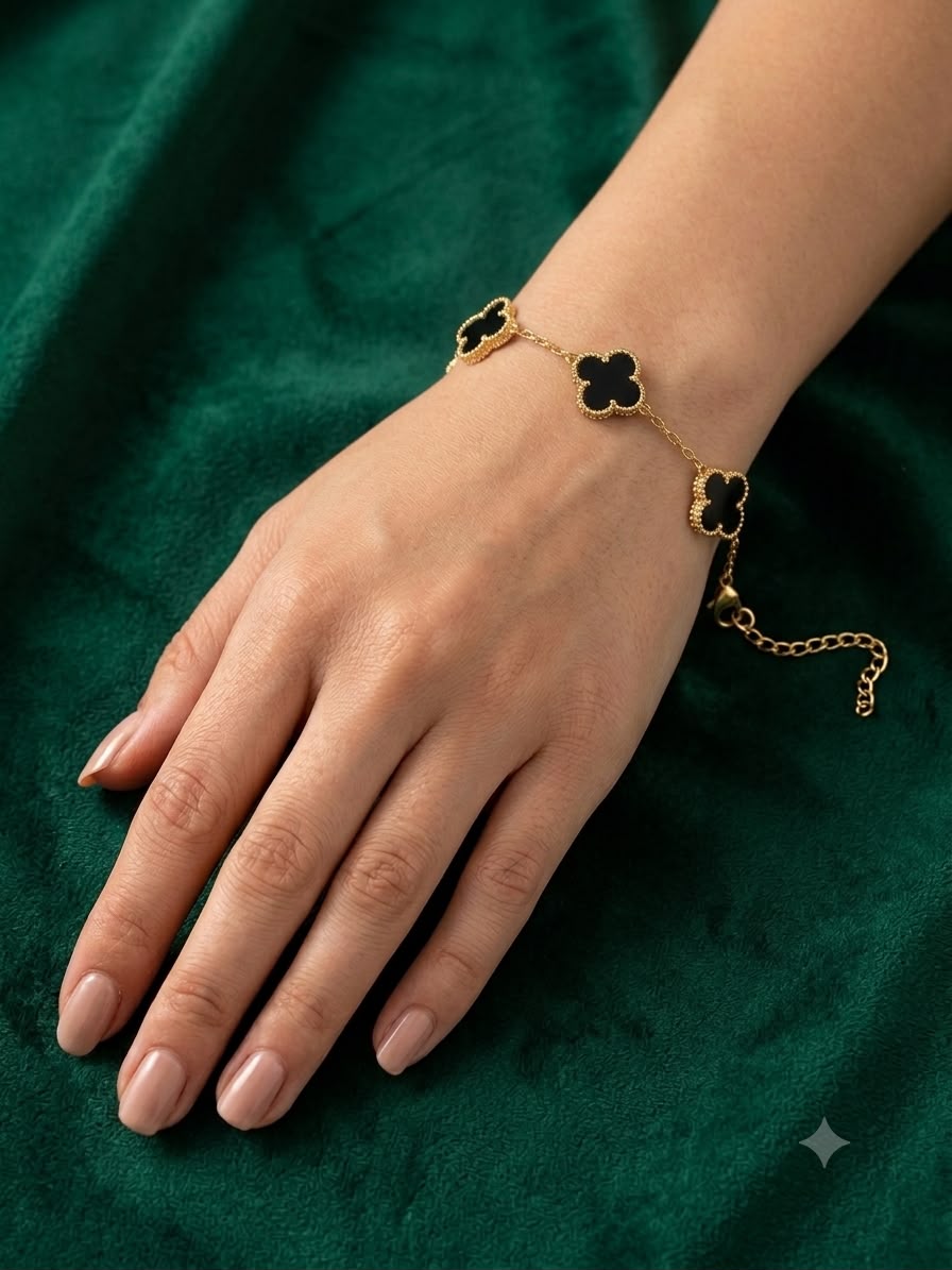 Elegant Black Clover Bracelet for Women